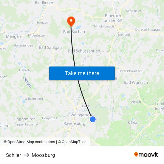 Schlier to Moosburg map
