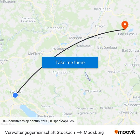 Verwaltungsgemeinschaft Stockach to Moosburg map