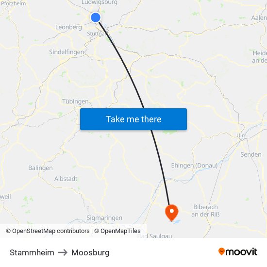 Stammheim to Moosburg map