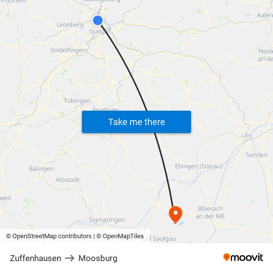 Zuffenhausen to Moosburg map