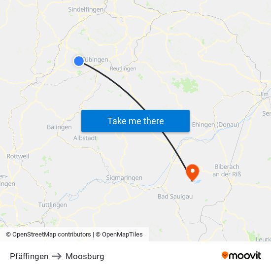 Pfäffingen to Moosburg map