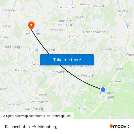 Reichenhofen to Moosburg map