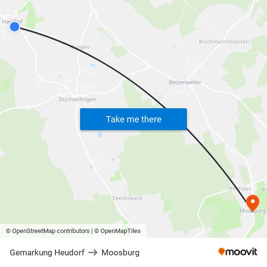 Gemarkung Heudorf to Moosburg map