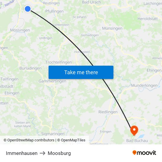 Immenhausen to Moosburg map