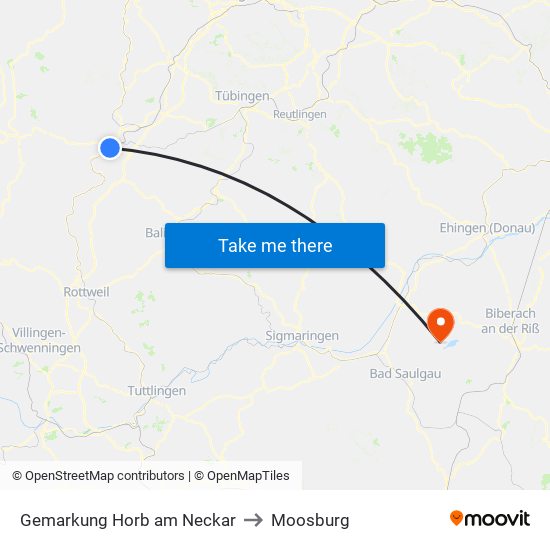 Gemarkung Horb am Neckar to Moosburg map