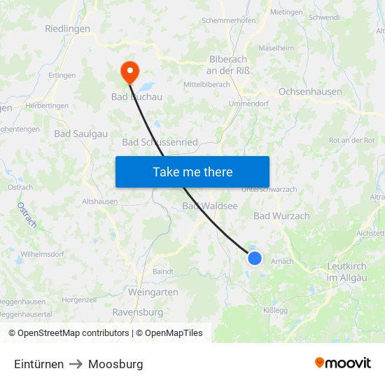 Eintürnen to Moosburg map