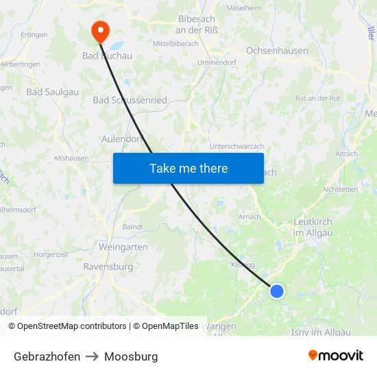 Gebrazhofen to Moosburg map