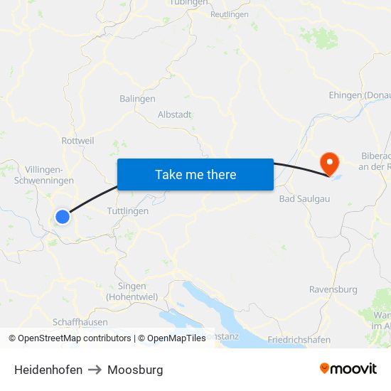 Heidenhofen to Moosburg map