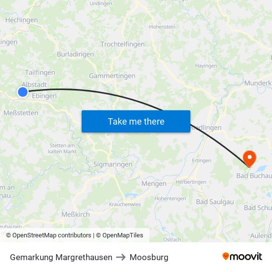 Gemarkung Margrethausen to Moosburg map