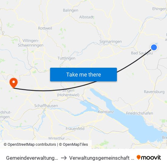 Gemeindeverwaltungsverband Bad Buchau to Verwaltungsgemeinschaft Bonndorf Im Schwarzwald map