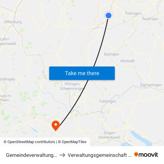 Gemeindeverwaltungsverband Oberes Gäu to Verwaltungsgemeinschaft Bonndorf Im Schwarzwald map