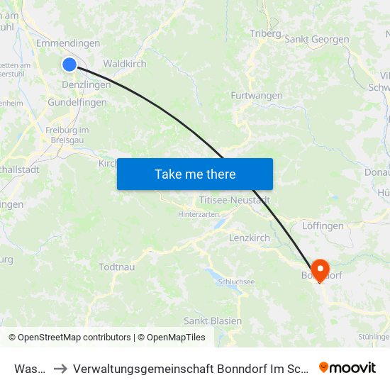 Wasser to Verwaltungsgemeinschaft Bonndorf Im Schwarzwald map