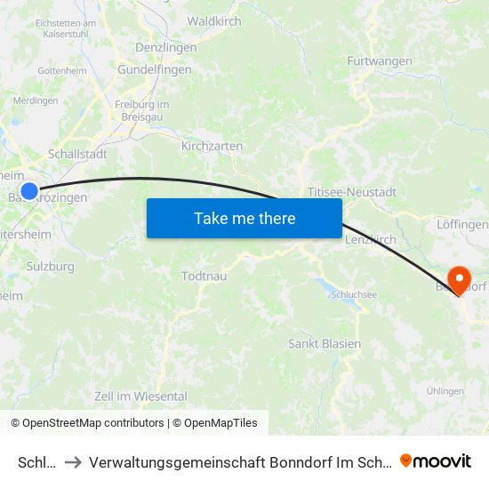 Schlatt to Verwaltungsgemeinschaft Bonndorf Im Schwarzwald map