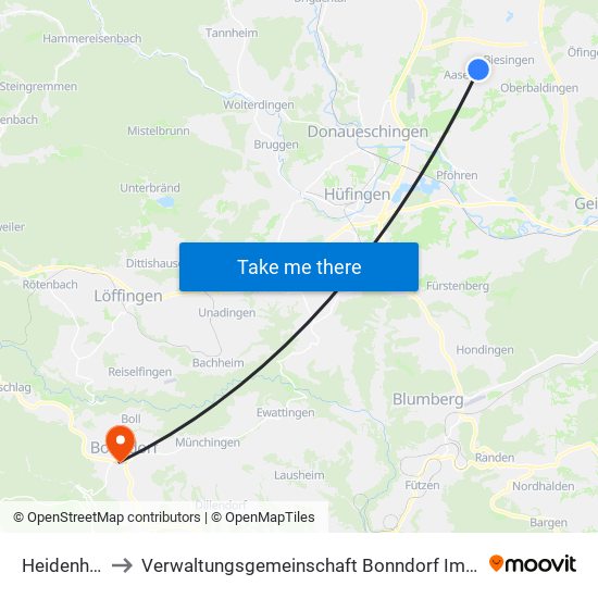 Heidenhofen to Verwaltungsgemeinschaft Bonndorf Im Schwarzwald map