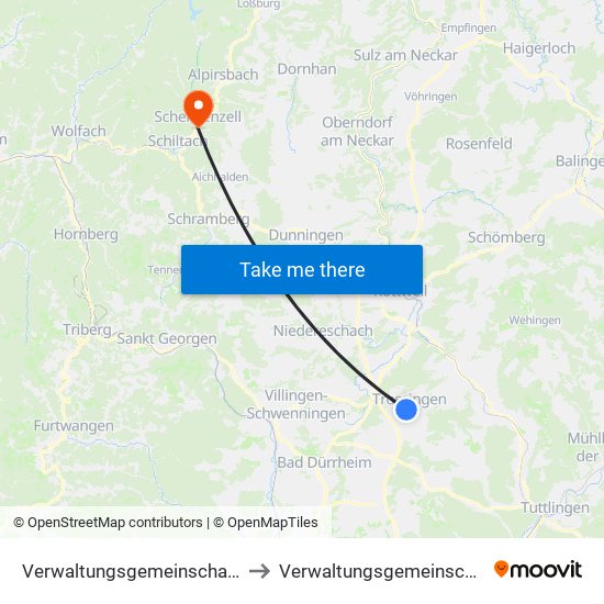 Verwaltungsgemeinschaft Trossingen to Verwaltungsgemeinschaft Schiltach map