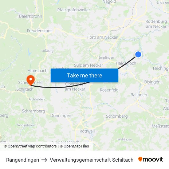 Rangendingen to Verwaltungsgemeinschaft Schiltach map