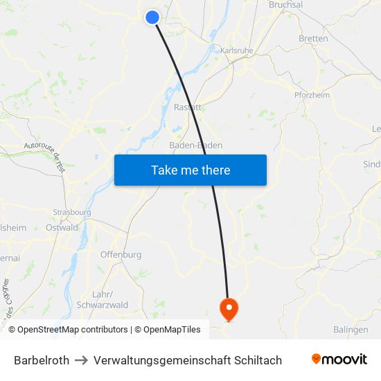 Barbelroth to Verwaltungsgemeinschaft Schiltach map