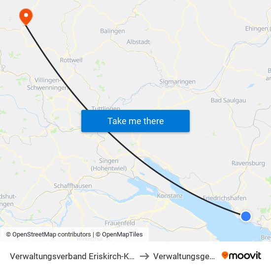 Verwaltungsverband Eriskirch-Kressbronn am Bodensee-Langenargen to Verwaltungsgemeinschaft Schiltach map