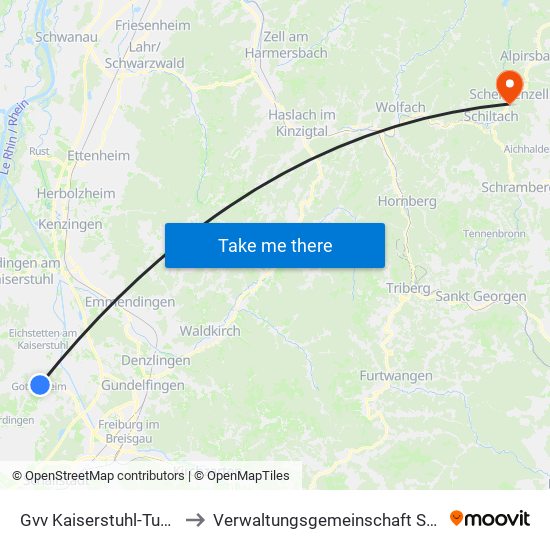 Gvv Kaiserstuhl-Tuniberg to Verwaltungsgemeinschaft Schiltach map