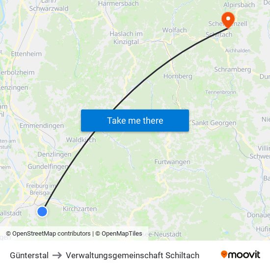 Günterstal to Verwaltungsgemeinschaft Schiltach map