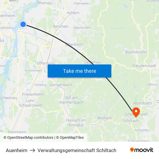 Auenheim to Verwaltungsgemeinschaft Schiltach map
