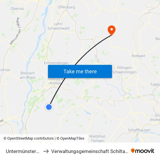 Untermünstertal to Verwaltungsgemeinschaft Schiltach map