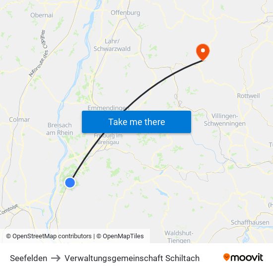 Seefelden to Verwaltungsgemeinschaft Schiltach map