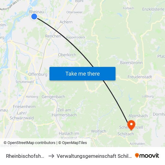 Rheinbischofsheim to Verwaltungsgemeinschaft Schiltach map