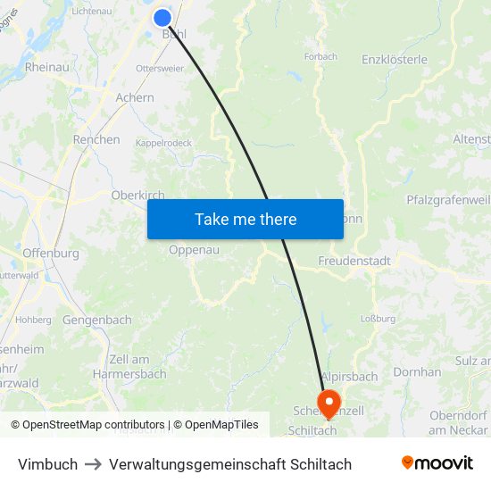 Vimbuch to Verwaltungsgemeinschaft Schiltach map