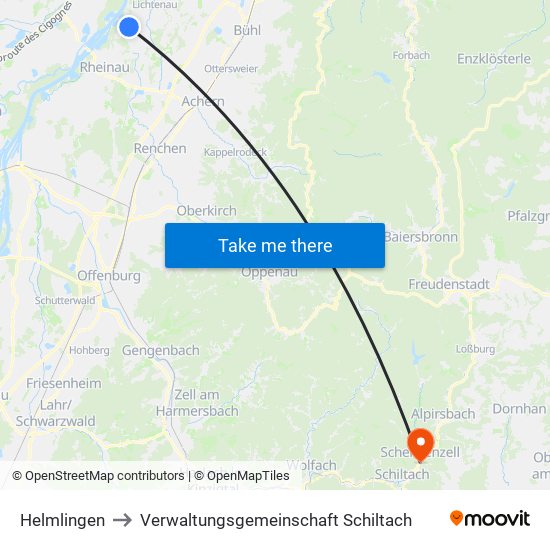 Helmlingen to Verwaltungsgemeinschaft Schiltach map