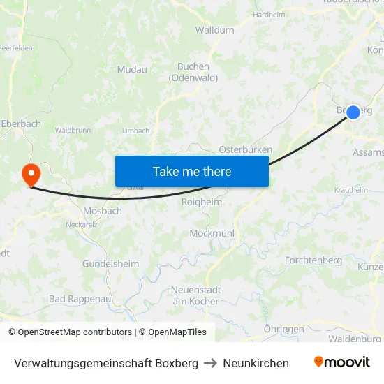 Verwaltungsgemeinschaft Boxberg to Neunkirchen map