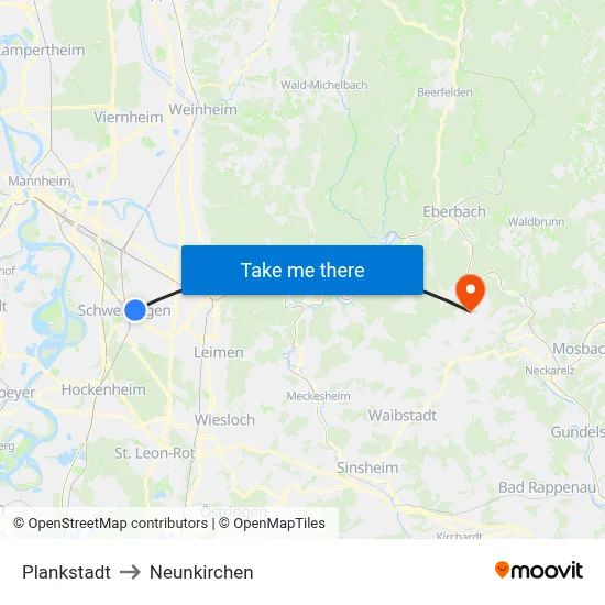 Plankstadt to Neunkirchen map