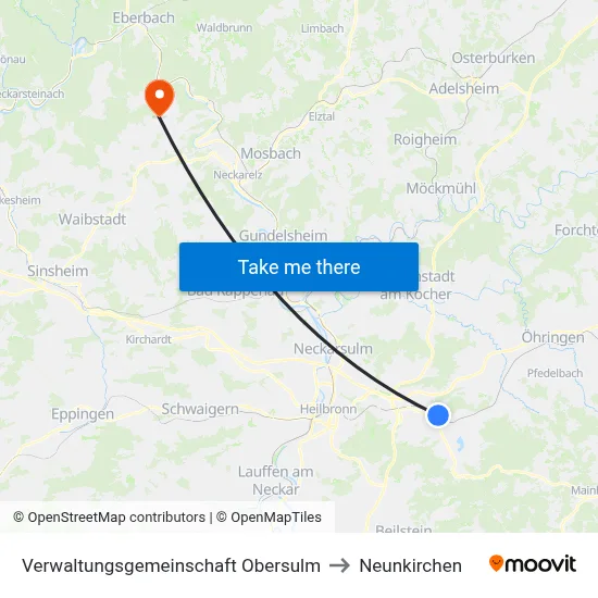 Verwaltungsgemeinschaft Obersulm to Neunkirchen map