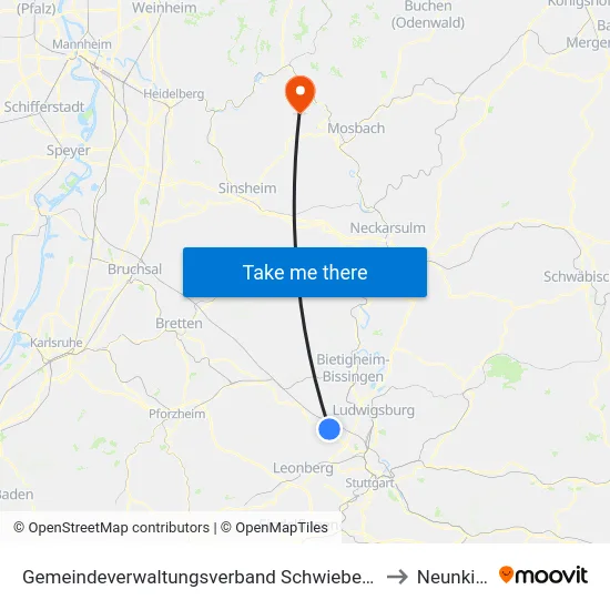 Gemeindeverwaltungsverband Schwieberdingen-Hemmingen to Neunkirchen map