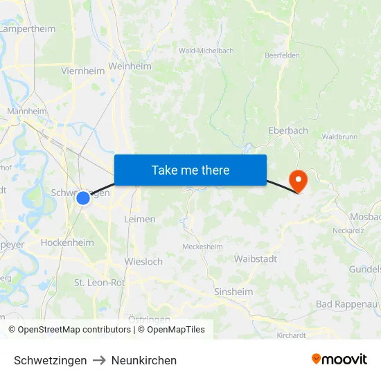 Schwetzingen to Neunkirchen map