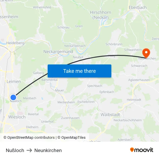 Nußloch to Neunkirchen map