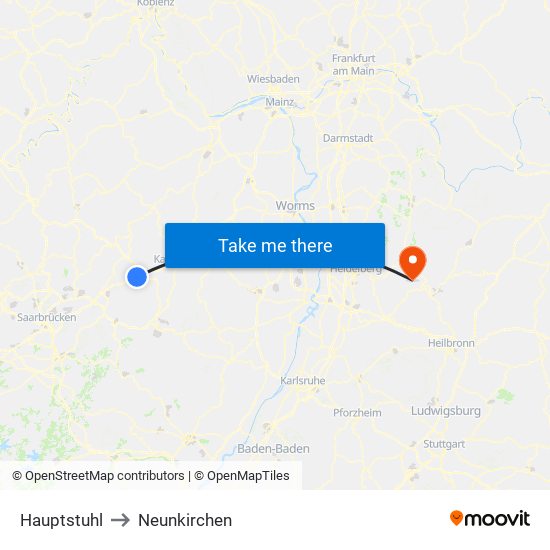 Hauptstuhl to Neunkirchen map