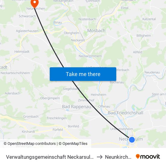 Verwaltungsgemeinschaft Neckarsulm to Neunkirchen map