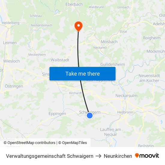 Verwaltungsgemeinschaft Schwaigern to Neunkirchen map