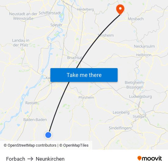 Forbach to Neunkirchen map