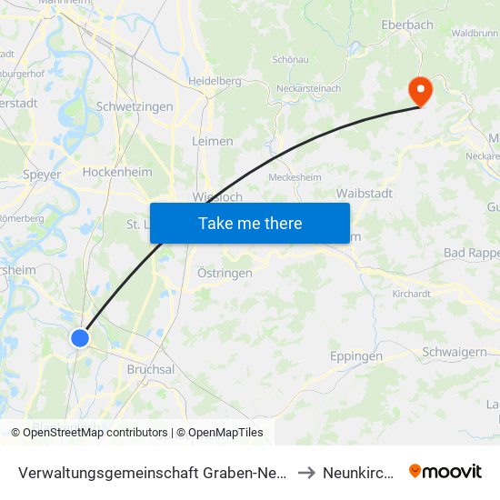 Verwaltungsgemeinschaft Graben-Neudorf to Neunkirchen map