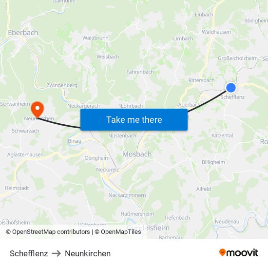 Schefflenz to Neunkirchen map