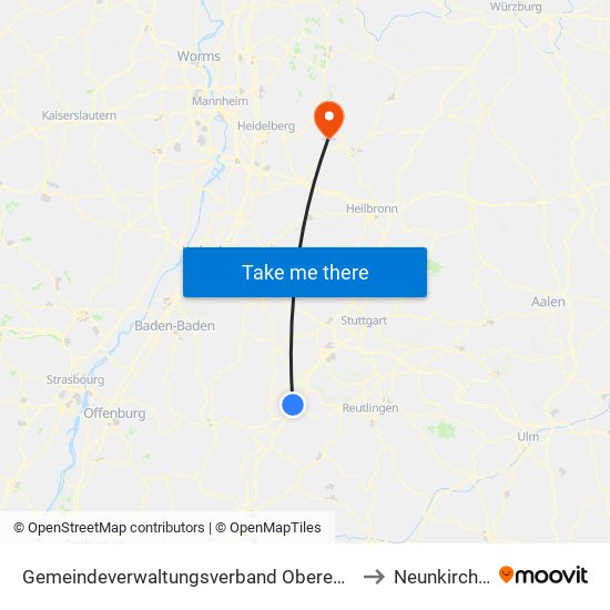 Gemeindeverwaltungsverband Oberes Gäu to Neunkirchen map