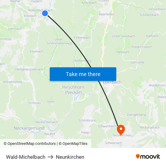 Wald-Michelbach to Neunkirchen map