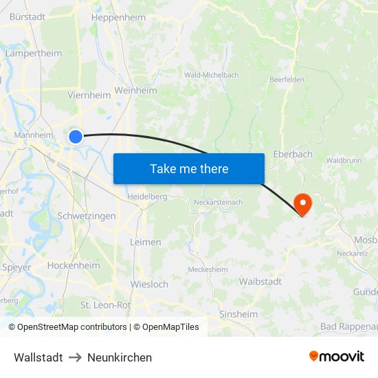 Wallstadt to Neunkirchen map