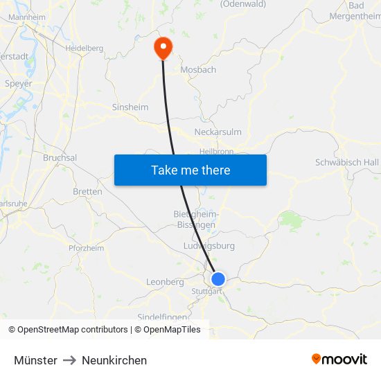 Münster to Neunkirchen map