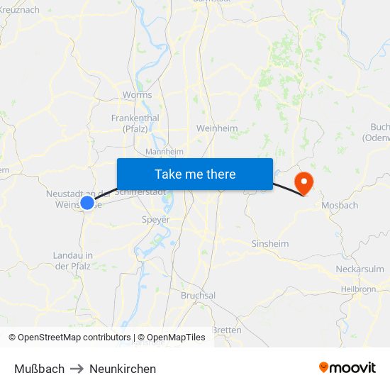 Mußbach to Neunkirchen map