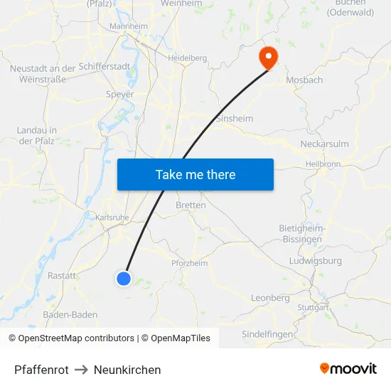 Pfaffenrot to Neunkirchen map