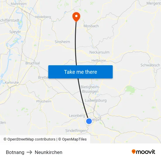 Botnang to Neunkirchen map