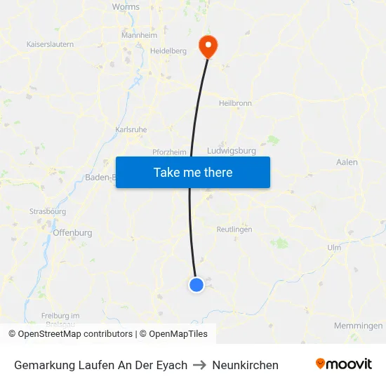 Gemarkung Laufen An Der Eyach to Neunkirchen map